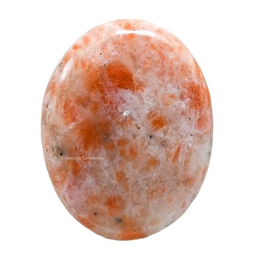 Image of Amazing Gemstone Sunstone Crystals and Healing Stones - Large Palm Stone Crystals Piedra - Crystal for Good Luck, Positive Energy, Meditation - Unique Stocking Stuffers and Birthday Gifts for Women