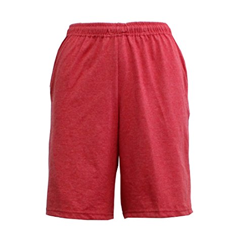 Fruit of the Loom Men's Jersey Short (Large, True Red Heather)