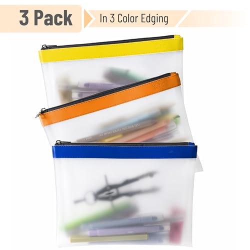 Image of Mr. Pen- Clear Pencil Pouch, 9 inch x 6.88 inch, 3 Pack, Durable TPU Material | Large Water-Resistant Pencil Bags with Smooth Zipper, Multipurpose Clear Pouch for Stationery, School, Office