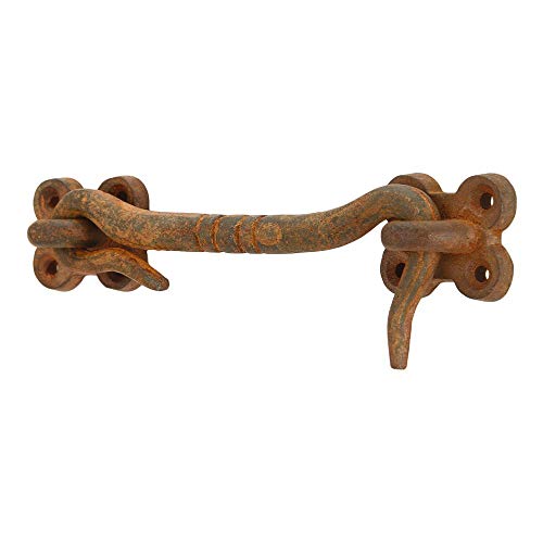Image of A29 Cabin Hook, 4 inches Iron Eye Latches Cabin Door Gate Latches, Window Sash Catch Hook Lock, Rust Finish