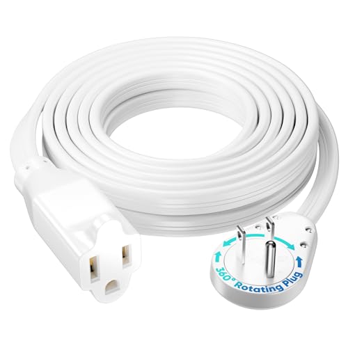 Maximm 15Ft Extension Cord, 14/3 AWG, 360° Rotating Flat Plug, 1-Outlet, UL