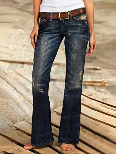 Flamingals Low Waist Boot Cut Jeans for Women Trendy Tummy Control Jeans Stretch Flare Leg Jeans2