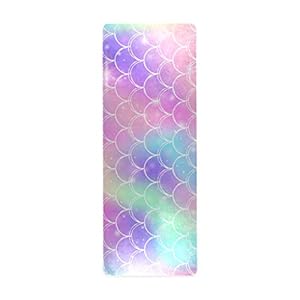 Rainbow Galaxy Mermaid Scales Yoga Towel Non Slip Thick Kids Eco Friendly Rubber Workout Foldable Yoga Mat Women Exercise