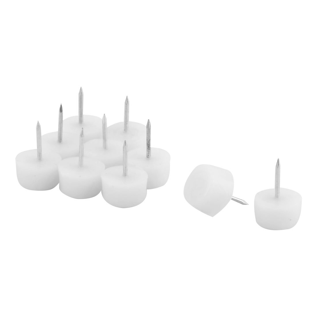 Plastic Home Office Furniture Sofa Feet Protector Tack Glides Nails 16mm Dia 10 Pcs White id a04 75a
