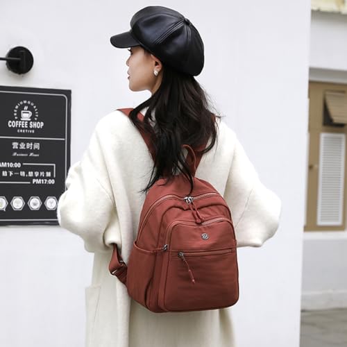 Image of Tanweibago Mini Nylon Women Backpacks,11L Small Ladies backpacks Casual Lightweight Women Shopping Travel Daypack (Y2-Brick Red)