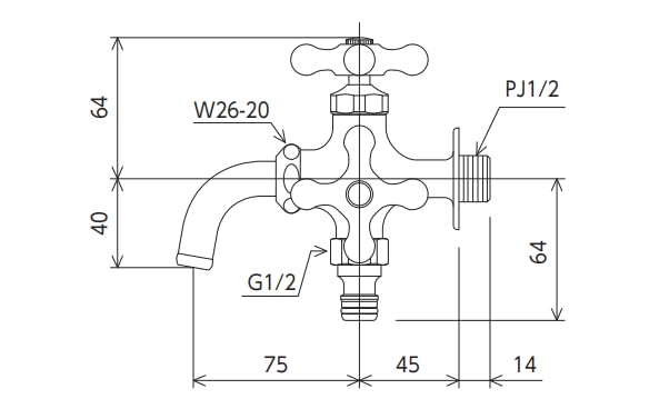 Amazon | KVK 屋外ホース接続ニップル付二口横水栓 K124CSPJ | 洗濯機