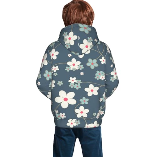 Blue Flower Kid Hoodies Boys Sweatshirts Girls Pullover with Pocket4