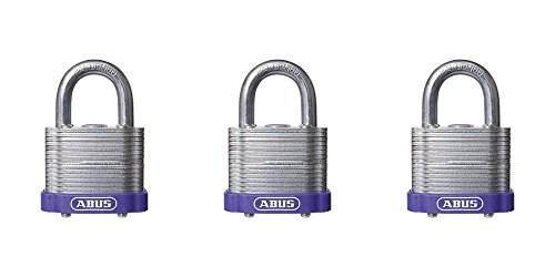 Image of Abus Keyed Padlock, Open, Rectangular Aluminum Body, Hardened Steel Shackle, 13 /16 in W, 3 PK 15420-1 Each
