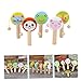 Hemoton 5pcs Cartoon Animal Pattern Rattle Toy for Hand Rattles for Early Development Sturdy Frog Mouse Pig Panda and Cat Characters