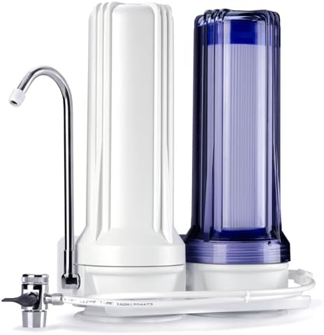 iSpring CKC2 Sistema de Filtración de Agua para Encimera, Alto Rendimiento de 2 Etapas, Incluye Filtros de Carbón Activado en Bloque