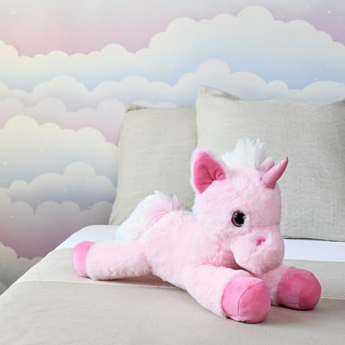 Image of Mirada Pink Unicorn Soft Toy - 45cm | Super Soft Floppy Plush with Glittery Horn & Sparkling Details | Adorable Stuffed Animal Toy for Kids & Girls Room Decor
