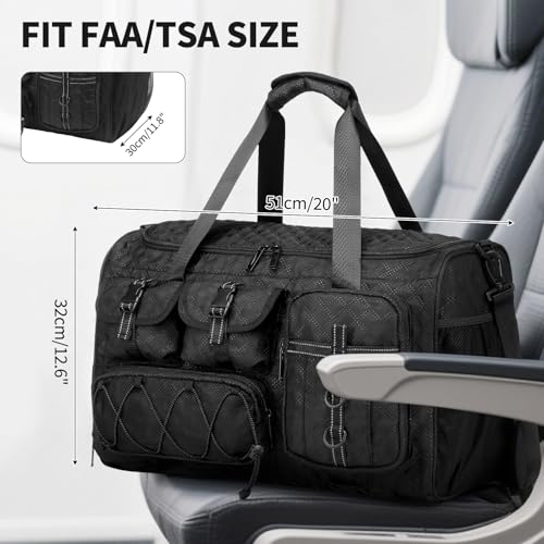 Gym Bag for Men Women, 40L Sport Duffel Bag, Anti-Theft Overnight Backpack W/Shoe Compartment for Fitness Travel, Black4