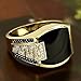 Hip Hop Ring for Men Fashion Cuban Link Chain Ring Retro 18K Gold Plated with Black Agate Classic Color-Preserving Luxury Fashion Diamond Ring Gentleman, Men's Ring for for Men s Size 10