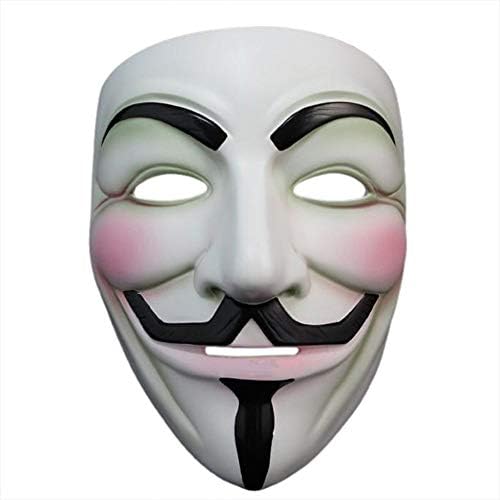 Halloween Masquerade Anonymous V for Vendetta Guy Mask with Sticker (White A)