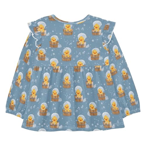 Duckling Bathing Girls Shirts Cotton Long Sleeve Ruffle Toddler Tee Tops2