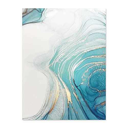 Affiche abstraite bleu or impression sur toile haut de gamme 60x80cm