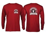 NCAA College Hand Sign Great Seal Long Sleeve T-Shirt (Houston Cougars - Red, Small)