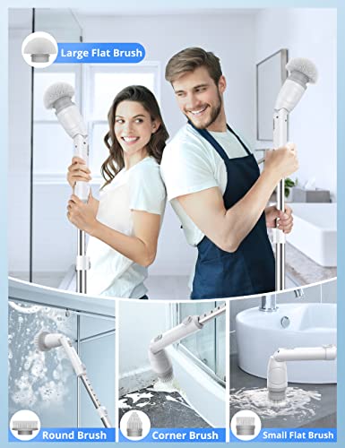 Voweek Electric Spin Scrubber, Power Scrubber With 4 Replaceable Brush Heads And Adjustable Extension Arm, Cordless Household Cleaning Brush For Bathroom Tub Tile Floor #TOP1