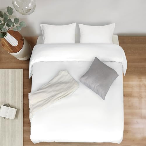 Image of Mejoroom White Duvet Cover Full - Bedding Sets Full - Soft and Breathable Comforter Cover with Zipper Closure, 3Pieces, 1 Duvet Cover (80x90) and 2 Pillow Cases(20x26)