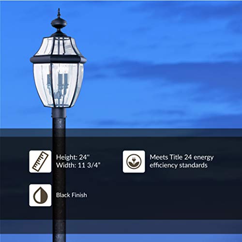 Sea Gull Lighting 8239-12 Lancaster Outdoor Post Lantern Outside Fixture, 24'' Height, Black #TOP3