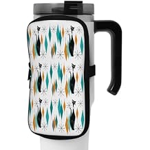 Mid Century Black Cat Water Bottle Pouch & Armband for Stanley Cup Accessories Yoga Gym Sports Water Bottle Bag for Men Women