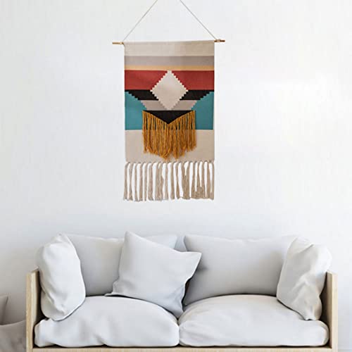 Tapiz de macramé de algodón tejido a mano NIDONE con elegantes borlas decorativas 6