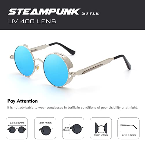 Image of CGID Retro Steampunk Round Polarized Sunglasses Men Womens Metal Circle Frame UV400 Protection E72