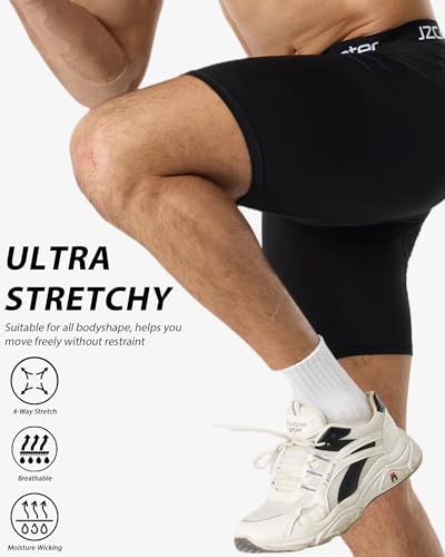 JZCreater Mens Compression Shorts with Pocket, Workout Gym Shorts for Running, Basketball & Training, Quick Dry Base Layer — view 4