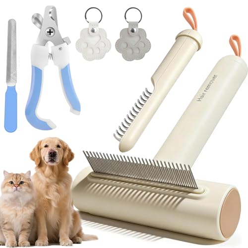 Descubre el ALLFYL Cepillo Perro y Gato 3 en 1, ideal para eliminar pelo suelto y nudos. Combina deslanador, limpiador y peine antipulgas en un diseño compacto. Seguro para mascotas, incluye cortauñas con bloqueo de seguridad y llavero con pelo de mascota. ¡Un must para cuidar a tus peludos con estilo!