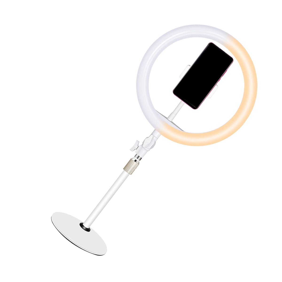 Vaguelly Lampada LED per Selfie 10 Pollici Supporto Telescopico, Luce di Riempimento Dimmerabile Usb, Controllo Cavo e Braccio Regolabile a 180°, per Video, Trucco e Streaming Live