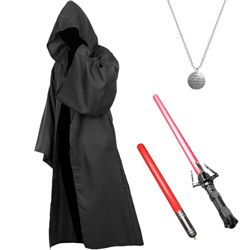 Winric Disfraz de Jedi para hombre,Capa de cosplay para niños y adultos, disfraz para hombre con capucha, caballero medieval, cosplay, capa para Halloween y carnaval