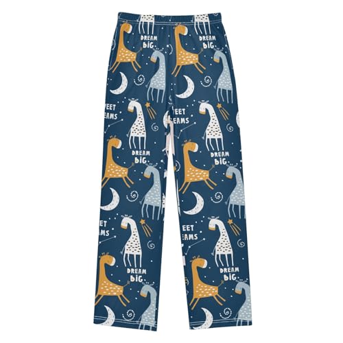Cute Giraffe Starry Sky Boys Pants for Kids Jogger Pants with Pockets S-XL - Main Image