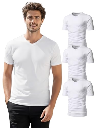 H2H Mens Cotton Blend Round Neck Basic T-Shirt White White White US Medium (Pack of 3 CMTTS0197)