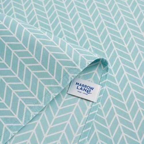 Image of Marrow Lane 300 TC Soft Air Cotton King Size Bedsheet, Bed Sheet for King Size Bed (108x108 Inches) with 2 Pillow Covers | Ultra Soft, Breathable & Durable | Herringbone Arrow Design | Mint Green