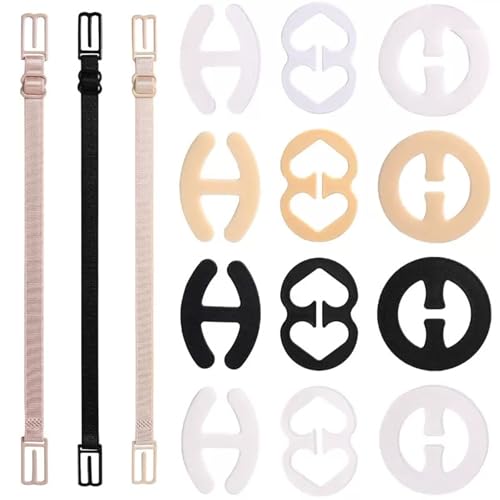 CBMZHF 15Pcs Bra Strap Clips, Anti-Slip Racerback Converter Clips, Soft Elastic Bra Straps Holder for Women, Fits All Cup Sizes, Comfortable Bra Accessories for Tanks & Backless Tops