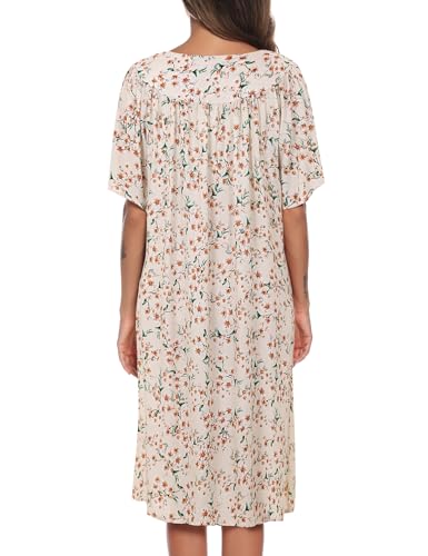 Image of COSUNIONY House Dresses for Women Cotton Short Sleeve House Coat Buttons Down Dusters Robe with Pockets S-XXL