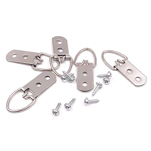 Comdox D Ring Picture Hangers With Screws - 50 Pack Pro Quality Heavy Duty Picture Hooks - 2 Hole, Picture Frame Hardware #TOP2