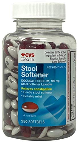 CVS Regular Strength Stool Softener, Docusate Sodium 100 mg, softgels, 250 Count