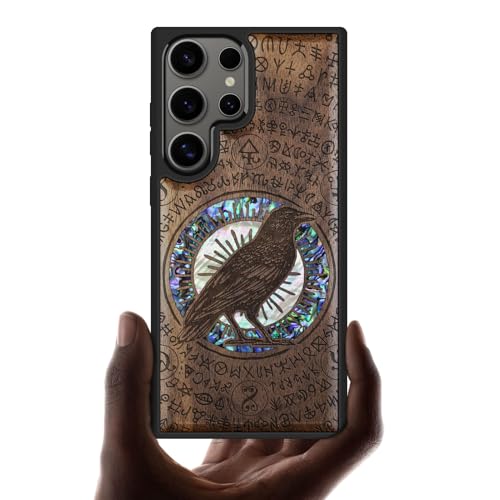 Coque Galaxy S25 Ultra en bois de noyer gravé et nacre luxe unique