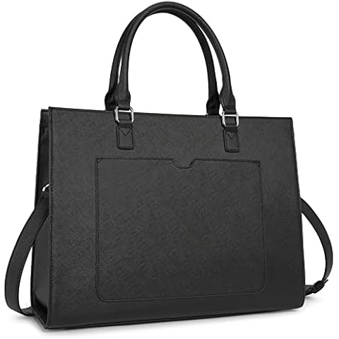 Laptop Tote Bag 15.6 inch Briefcases for Women Stylish Business Office Work Tote Bag Black Cover