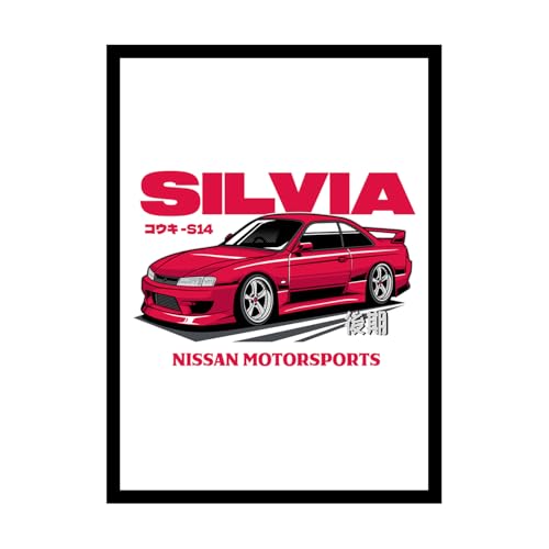 Image of BLINKART Nissan Silvia S15 CarFramed Posters Gift Items Boys Room Wall Decoration Bedroom Office Studio Synthetic Wood Frame & Acrylic Glass Ready to Hang - 18x12 Inch, (A4 Size) - CAR-173