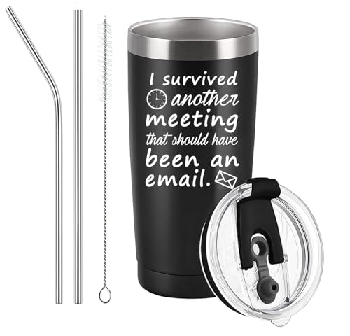 Product Image of the I Survived Another Meeting That Should Have Been an Email Tumbler - The Office Funny Christmas White Elephant Gifts for Boss, Coworkers, Friends - 20 Oz Black