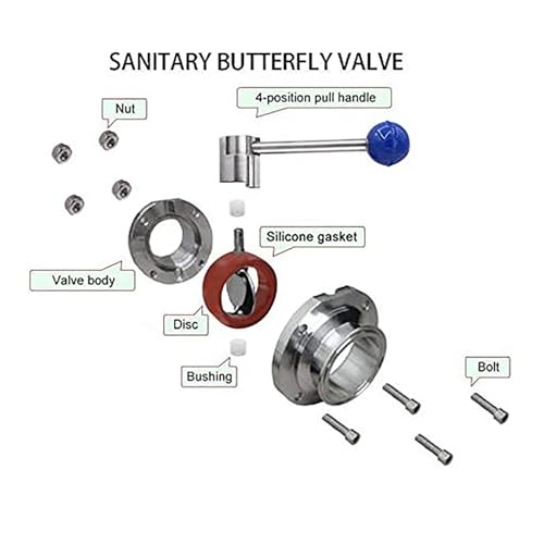 Vanne papillon sanitaire pour brassage et tuyauterie Tri Clamp - 4