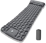 ETOFIXEE Isomatte Camping Matratze,Isomatte Ultraleicht für Outdoor,Kleines Packmaß mit Fußpressepumpe und Kissen für Wandern,Strand,Reisen,Zelt,Hängematte (grau)