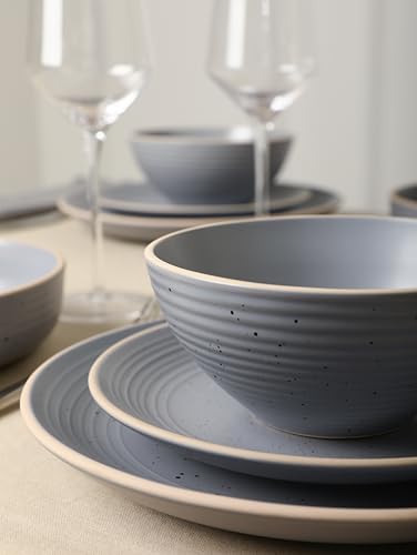 Image of Stone Lain Lauren Modern Stoneware 32-piece Round Dinnerware Set, Plates and Bowls Set, Dish set for 8, Light Gray