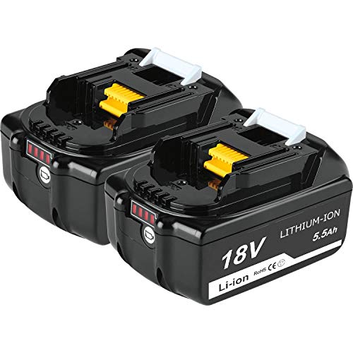 Topbatt 2X BL1860B 18V pour Makita batterie de rechange BL1860 BL1850B BL1850 BL1840 BL1830 BL1835 BL1845 BL1815 LXT-400 avec Indicateur LED Sans fil Outils électroportatifs