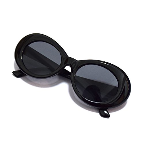 JUSLINK Bold Retro Oval Mod Thick Frame Sunglasses Round Lens Clout Oval Goggles