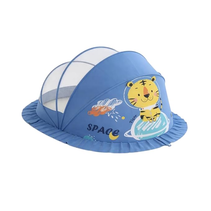 Image of Mosquito Net for Baby (Navy Blue) | Tiger Print | Breathable Bottomless Net for Infants | Comfortable & Easy to Use | 135 x 65 x 65 cm