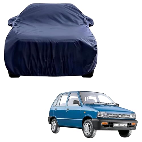 Image of RSP AARVIK Waterproof Car Body Cover Compatible with Mirror for Maruti Suzuki 800 with Long Lasting Durable Material Triple Stitched Elastic (2006-2025) Year Models (Navy Blue)