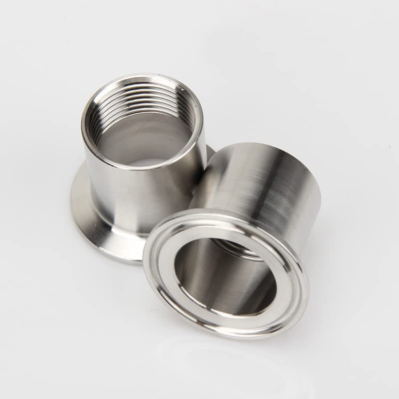 1/4" 3/8" 1/2" 3/4" 1" 2" 3" 3" 3" BSPT hembra x 0.5" 1.5" 2" 2.5" 2.5" 2.5" 2.5" 2.5" Conector de montaje de tubería SUS304 inoxidable sanitario -K64mm (2 pulgadas TC), 5.1" cm